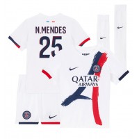 Paris Saint-Germain Nuno Mendes #25 Auswärts Trikotsatz Kinder 2024-25 Kurzarm (+ Kurze Hosen)